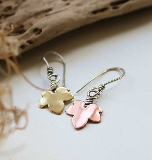 Ivy drop earrings. Copper or Brass
