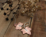 Copper or Brass ivy leaf necklace, with sterling silver