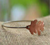 Copper oak leaf bangle