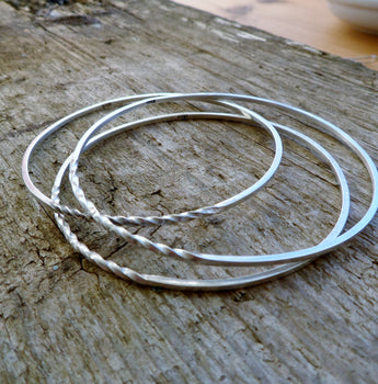 Twisted sterling silver bangle