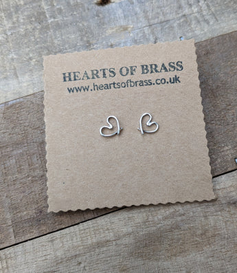 Sterling silver open heart stud earrings