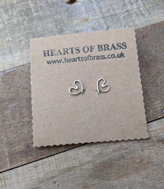 Sterling silver open heart stud earrings