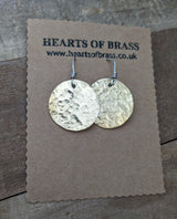 Brass or copper disc earrings