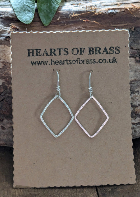 Hammered diamond earrings