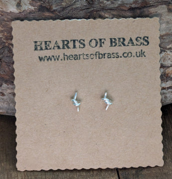Sterling silver barbed wire studs