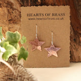 Copper or Brass star earrings
