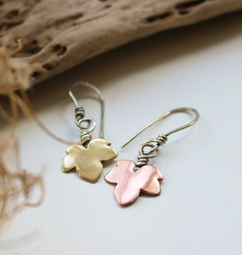 Ivy drop earrings. Copper or Brass