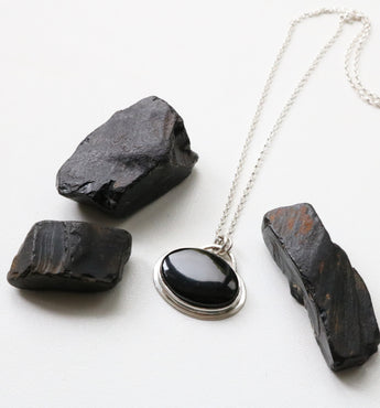 One of a kind jet pendant necklace