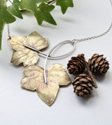 Copper or Brass ivy leaf necklace, with sterling silver