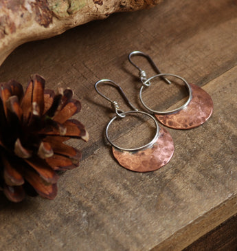 Hammered copper hoops