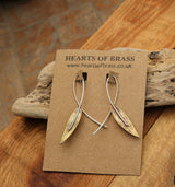 Sterling loops, with etched brass or copper leaves. ( small or medium )