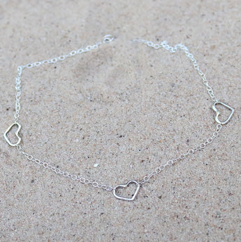 Triple heart anklet