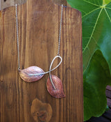 Sterling silver and copper leaf necklace