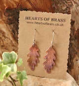 Sterling silver and copper oak leaf earrings