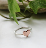 Skinny copper heart ring