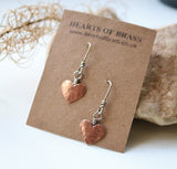Copper heart drop earrings
