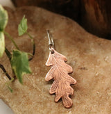 Sterling silver and copper oak leaf earrings