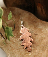 Sterling silver and copper oak leaf earrings