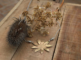 Brass sunflower pendant necklace
