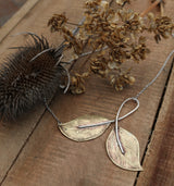 Sterling and brass leaf necklace