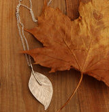 Sterling silver leaf pendant necklace