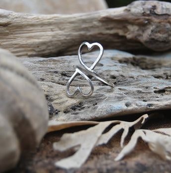 Sterling silver double heart ring
