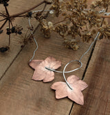 Copper or Brass ivy leaf necklace, with sterling silver