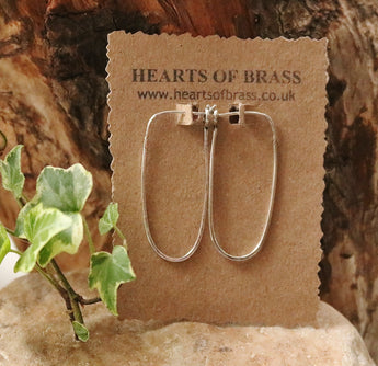 Sterling silver oval hoops