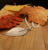 Sterling silver leaf pendant necklace