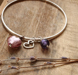 Pink and purple pendant bangle