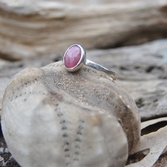 Rhodochrosite gemstone ring