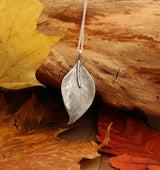 Sterling silver leaf pendant necklace