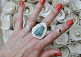 Sterling silver and garnet skinny ring