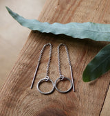 Hammered hoop threader earrings
