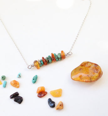 Turquoise and amber necklace