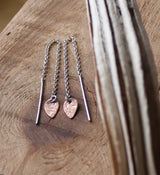 copper teardrop threader earrings