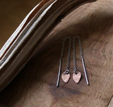 copper teardrop threader earrings