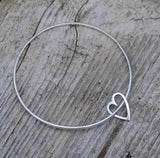 Sterling silver heart link bangle