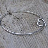 Sterling silver heart link bangle