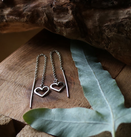 Heart threader earrings