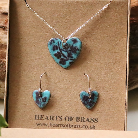 Blue and purple heart, enamel gift set