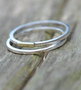 Skinny ring set, with a touch of brass