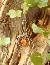 Hammered hoop pendant with enamel center.  (three variations)