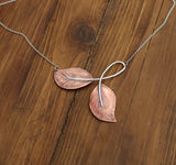 Sterling silver and copper leaf necklace