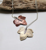 Single ivy leaf pendant.  Copper or brass