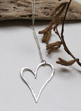Large hammered heart necklace.