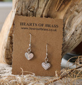 Small hammered heart earrings