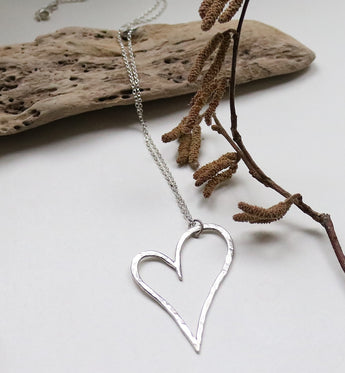 Large hammered heart necklace.