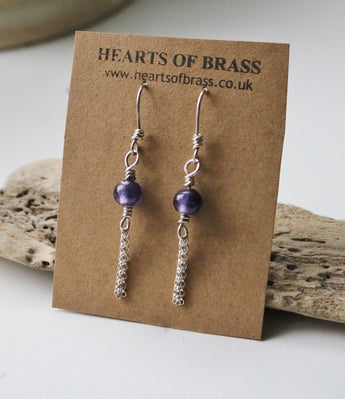 Purple glass earrings