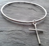 Sterling silver, cross bangle